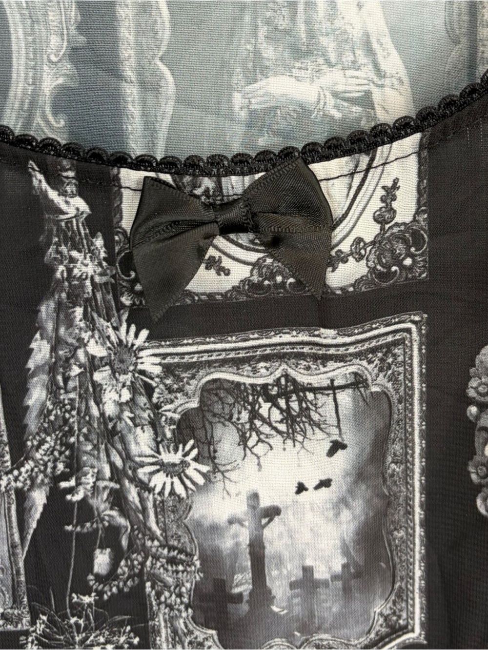 Widow Black White Forbidden Memories Creepy Photo Baby Doll Mini Dress Size XS - Picture 6 of 10